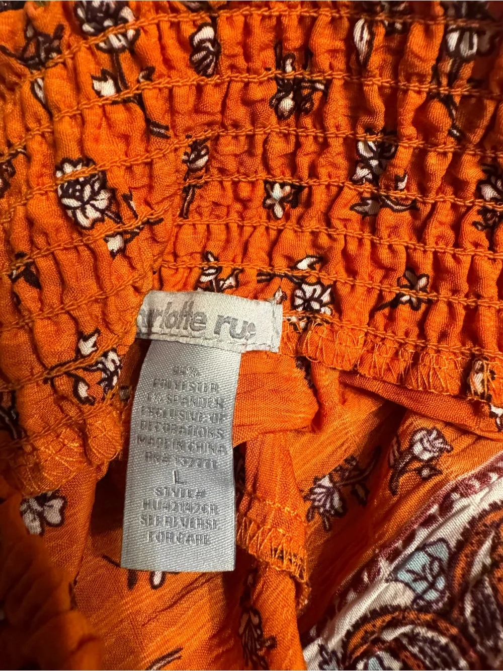 Vintage Boho Rust Orange Off-Shoulder Two-Piece Set